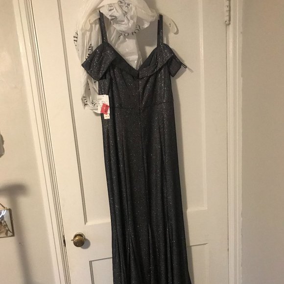 New with tag Off-the-Shoulder Metallic Mermaid Gown with Godets from RM Richards - Picture 1 of 5